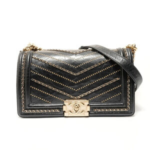 Chanel Boy Chain Medium Shoulder Bag, Black